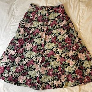 Black Floral Midi Skirt